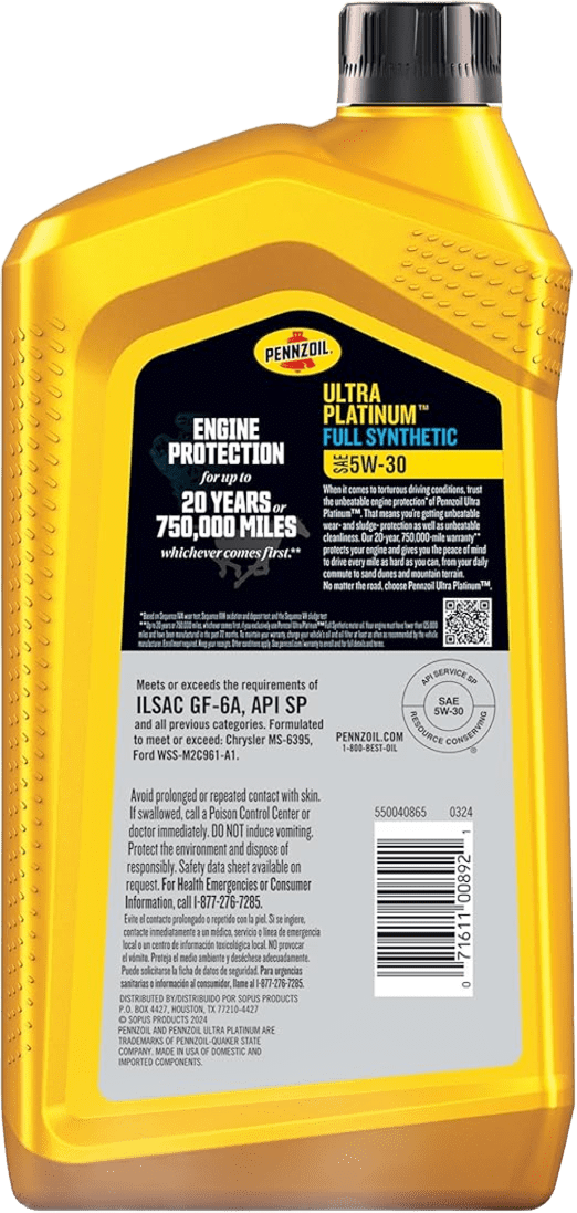 زيت بينزويل 5W30 الترا بلاتينيوم تخليقي بالكامل